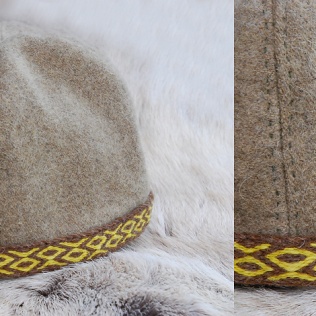 Galon en laine brute motif Odhal sur bonnet en laine